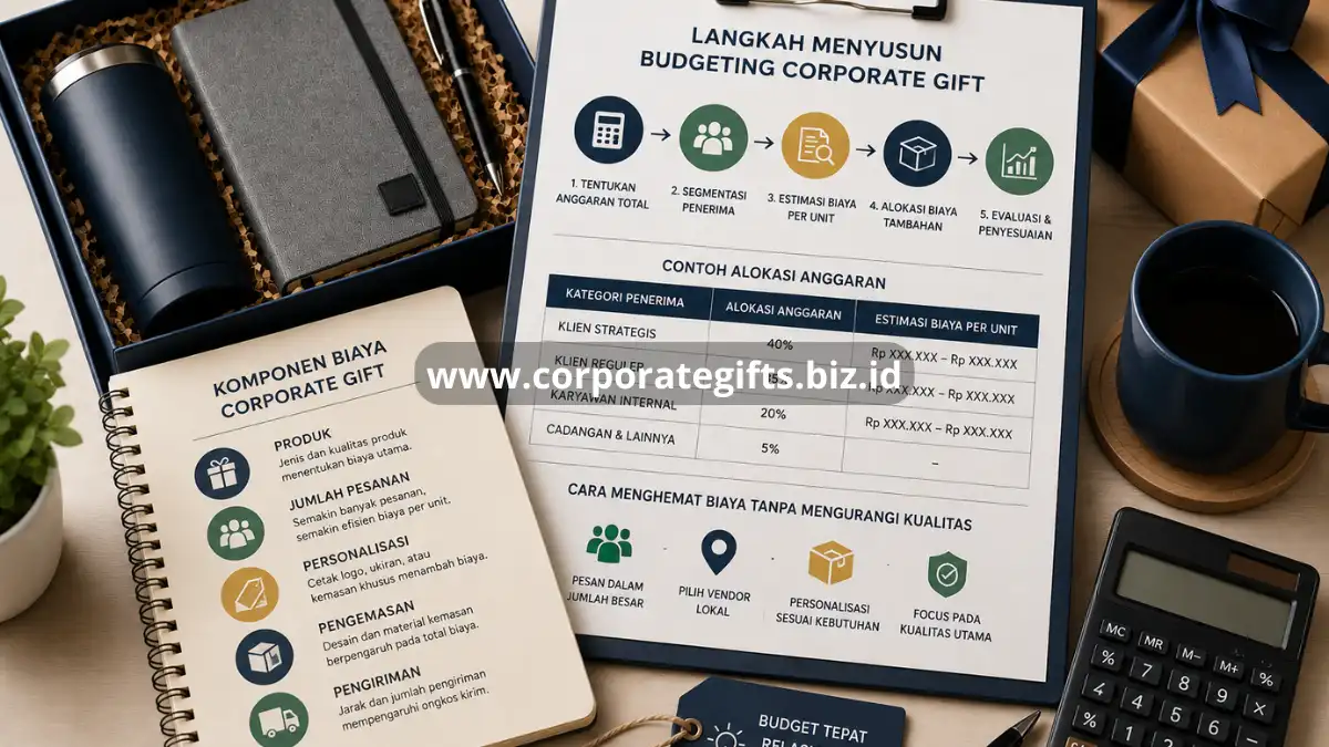 Corporate gift budgeting flat lay