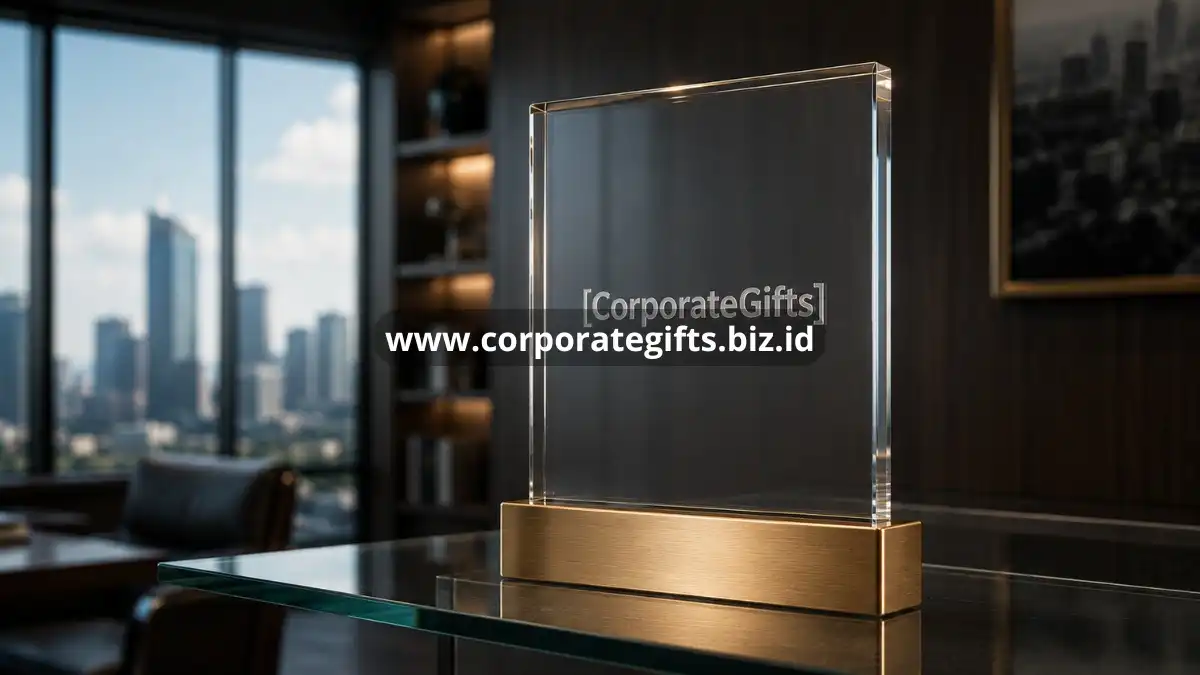 Trofi akrilik di ruang kantor modern