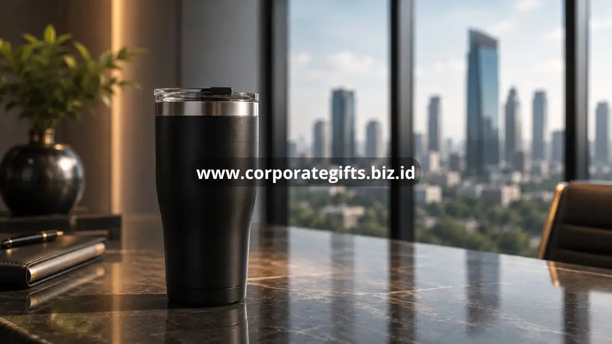 Tumbler di meja marmer elegan