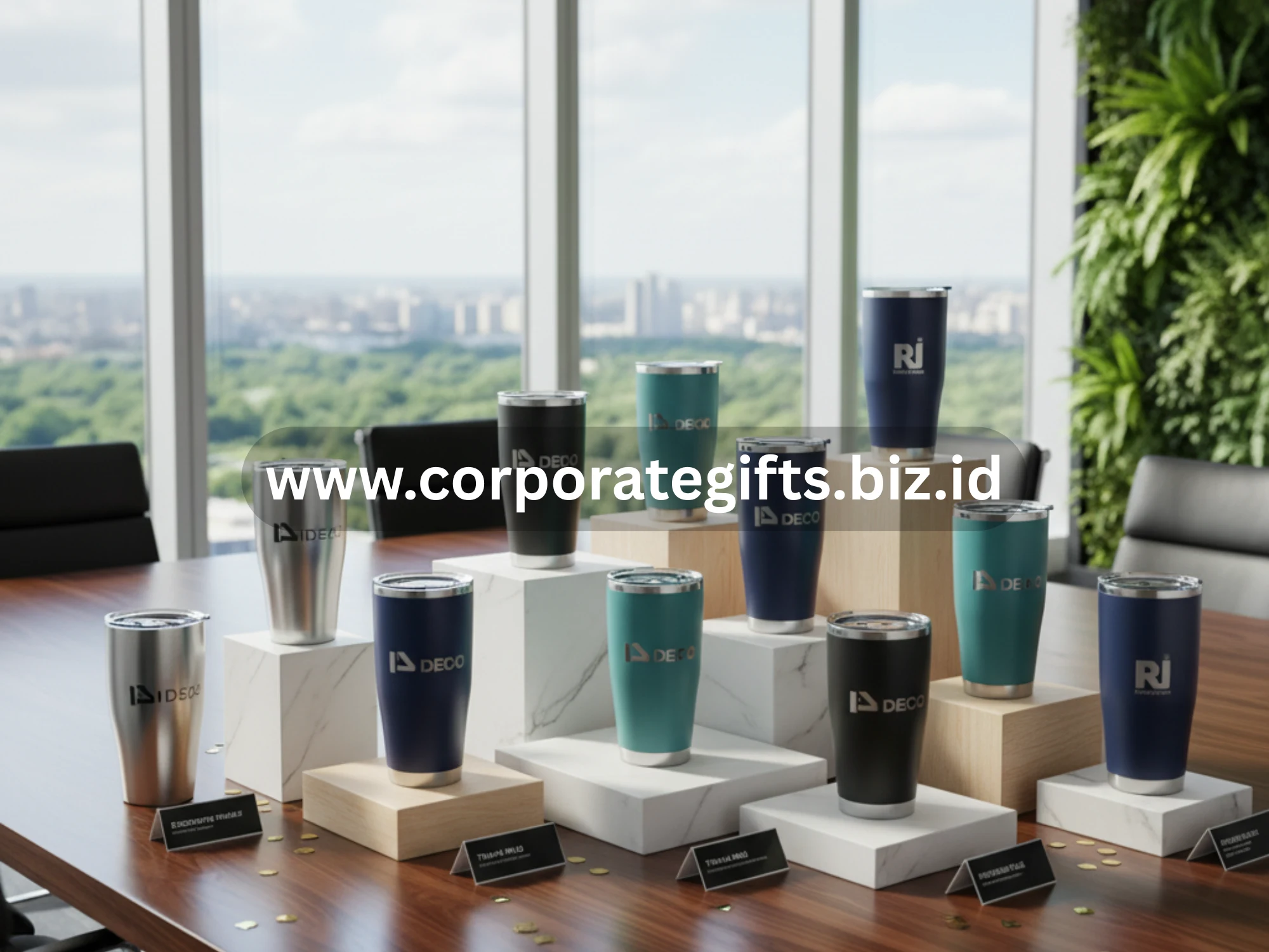 tumbler custom dengan logo perusahaan untuk souvenir promosi