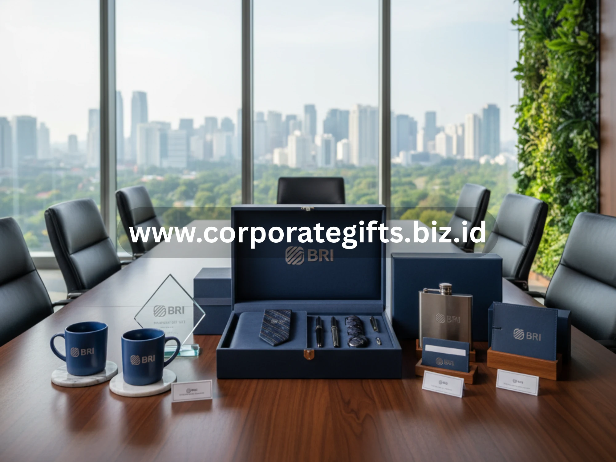 Gift set premium Bank BRI dengan logo berukir
