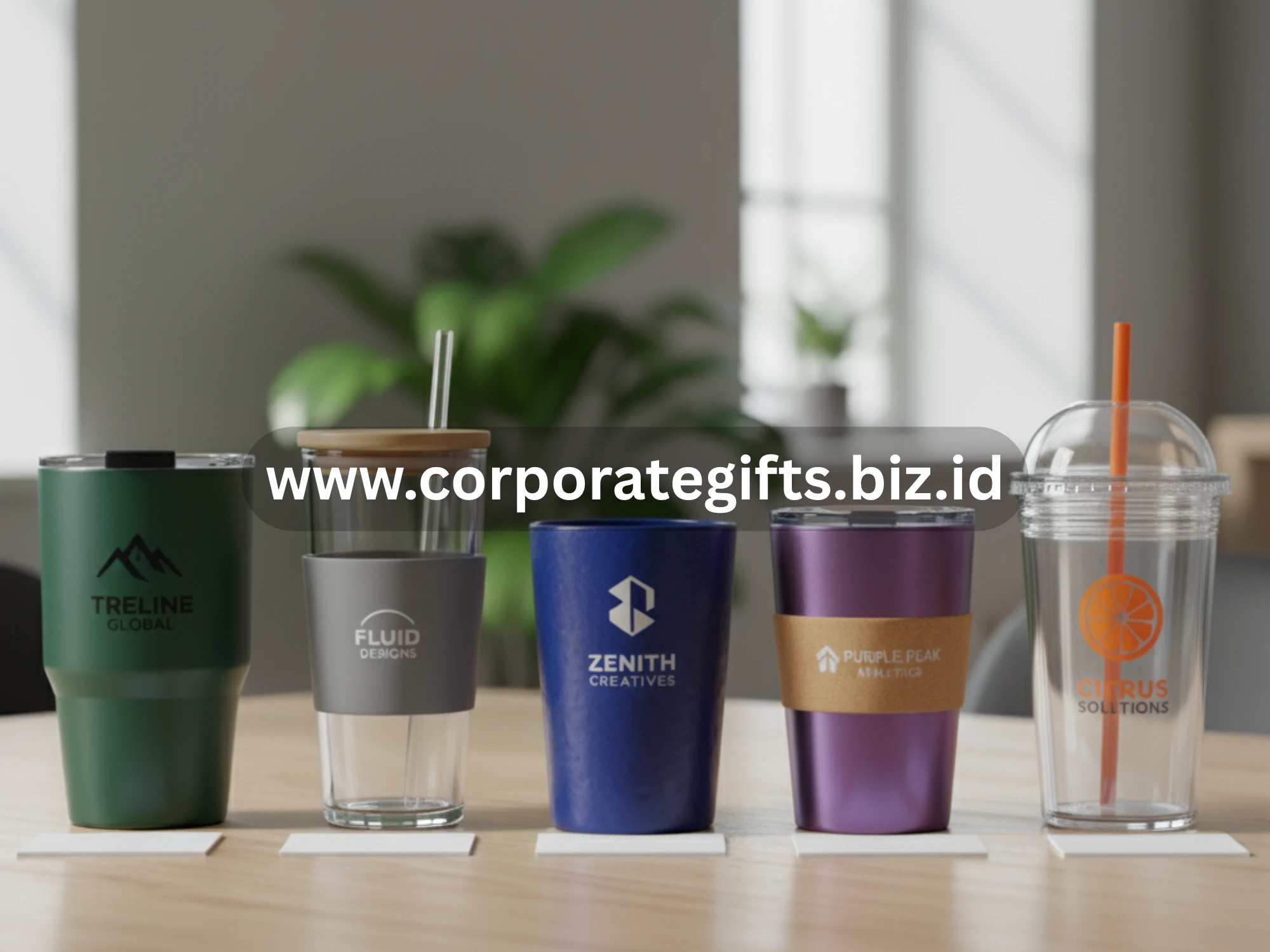 Tumbler custom dengan desain logo perusahaan