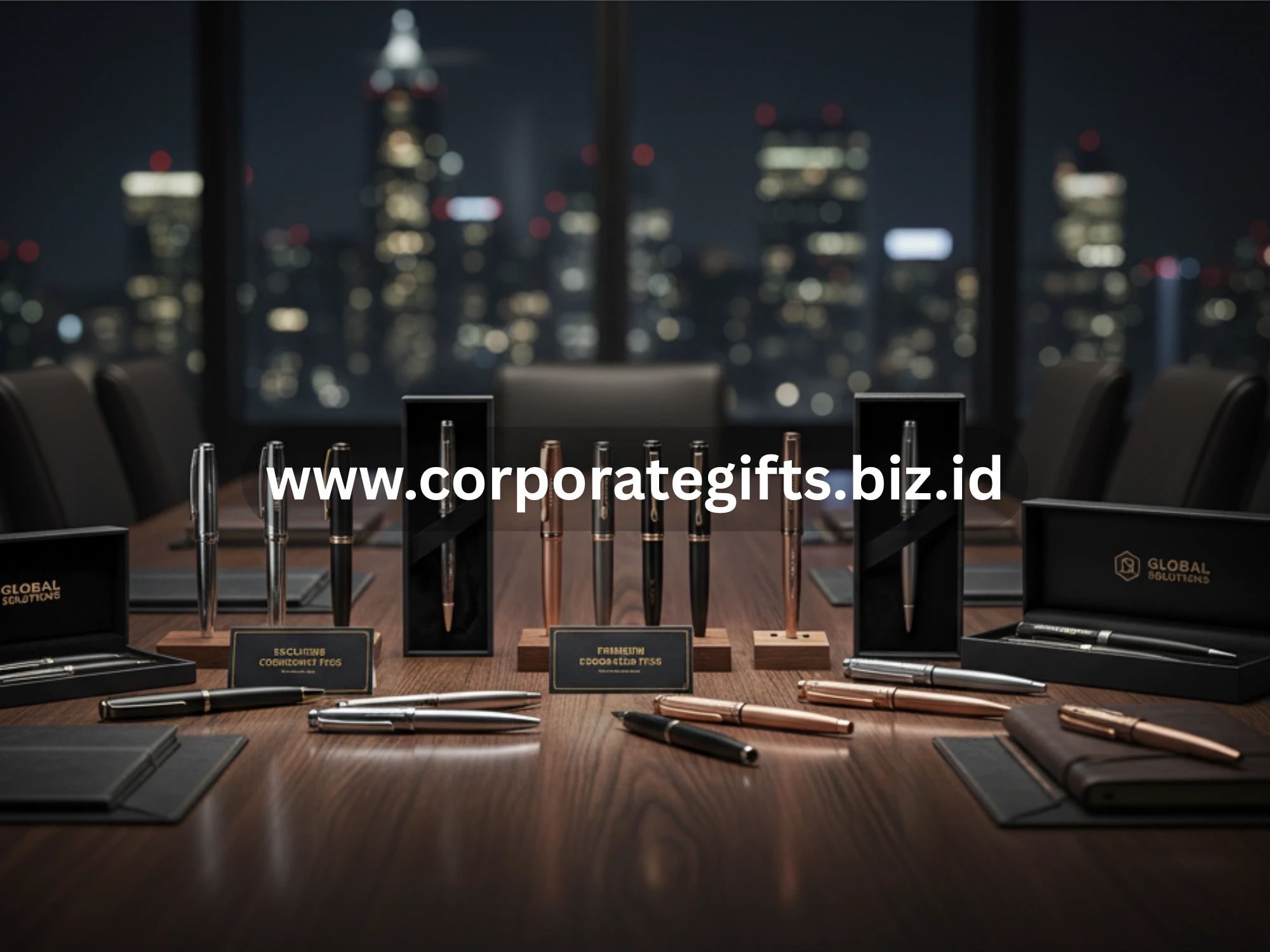 Pena logam elegan dengan ukiran nama perusahaan