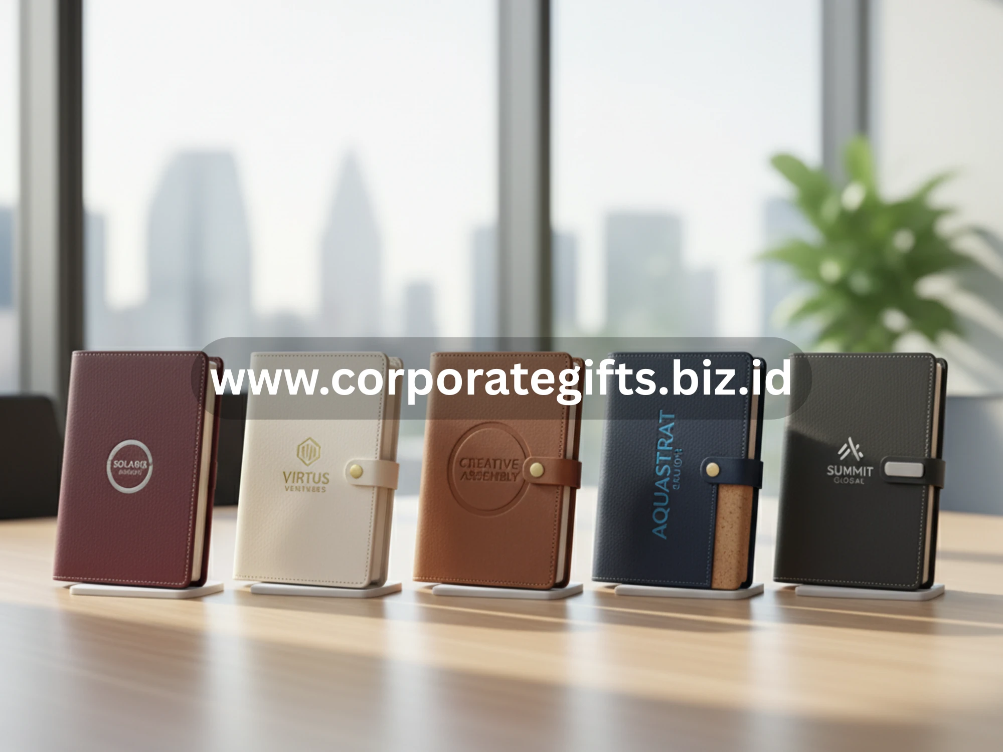 Souvenir meeting perusahaan berupa notebook kulit elegan