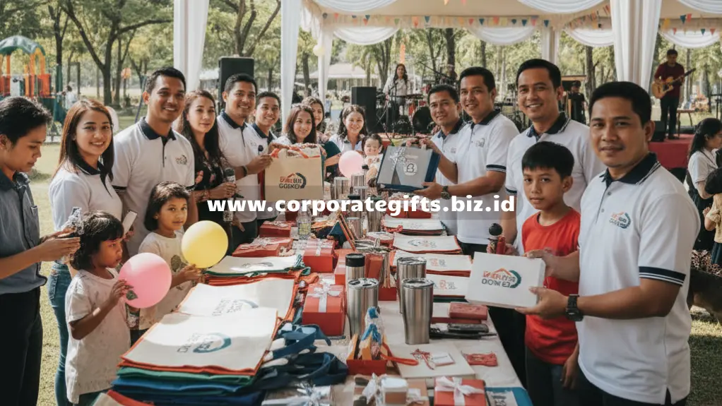 Souvenir perusahaan untuk family gathering seperti totebag, tumbler, dan kaos custom bertema keluarga