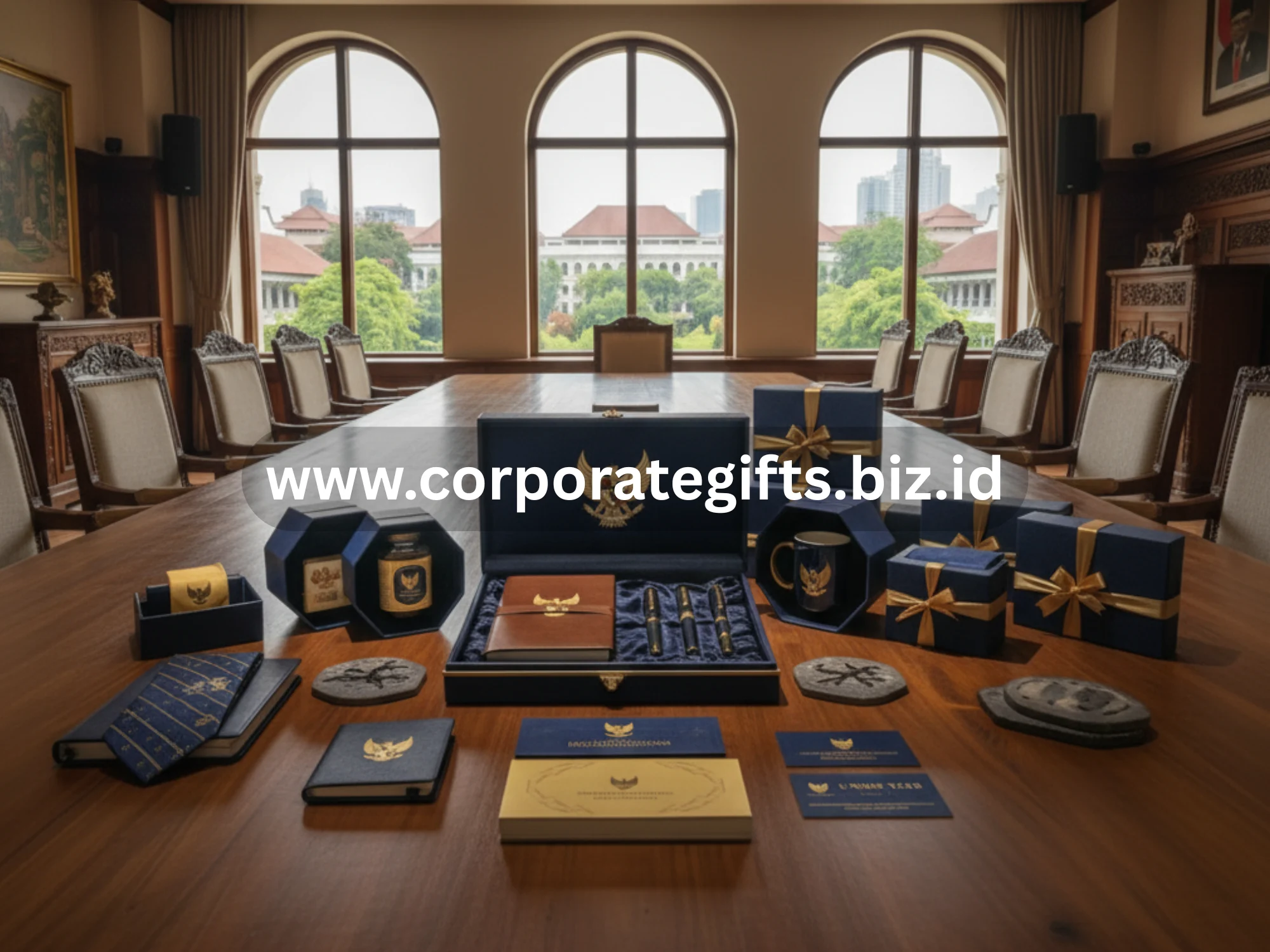 Souvenir perusahaan elegan untuk rektor dengan kemasan premium dan logo institusi