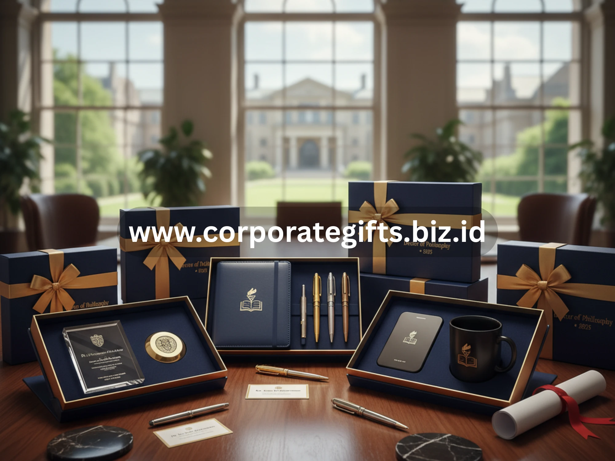 Souvenir promosi doktor berdesain elegan untuk merayakan kelulusan S3 dengan gaya profesional