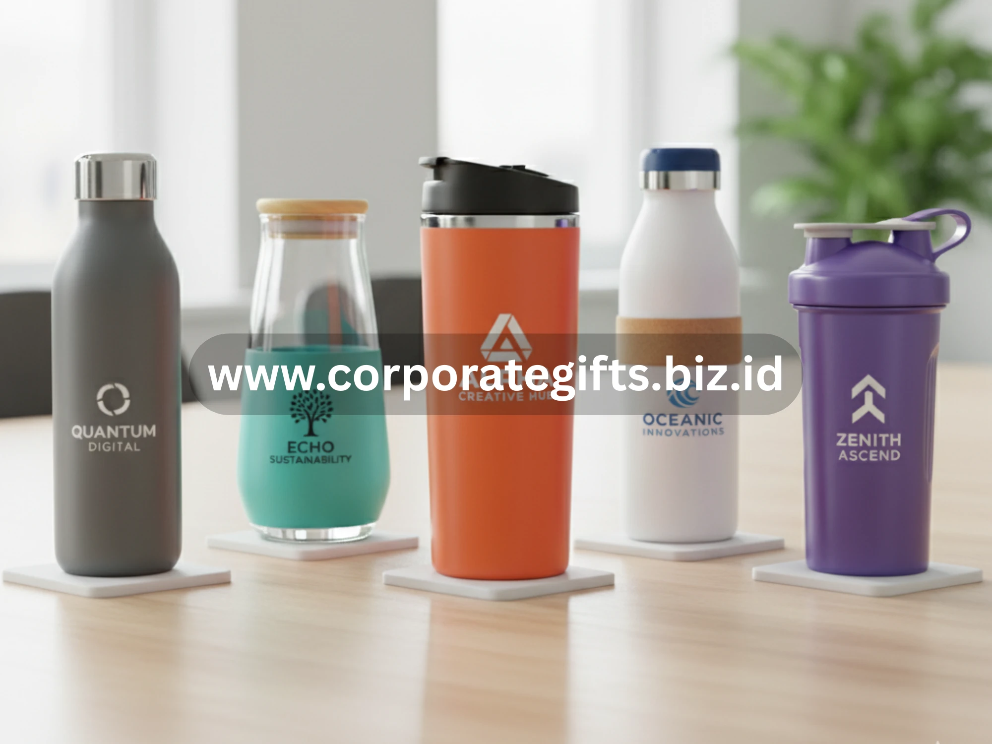 souvenir botol minum custom dengan logo perusahaan untuk acara branding